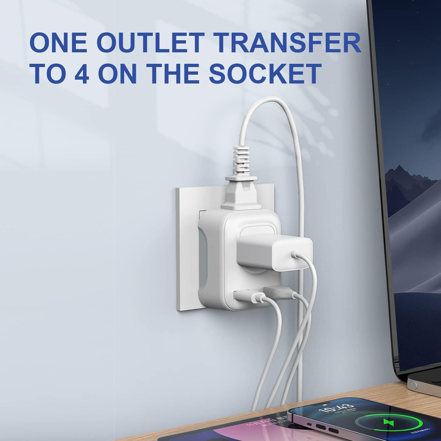 UK Ireland Hong Kong Travel Plug Adapter, HITRENDS Canada US to UK Plug Adapter with 2 American Outlets & USB-A &USB-C, Type G 4 in 1 Travel Adaptor to England Scotland Singapore - 1 Pack