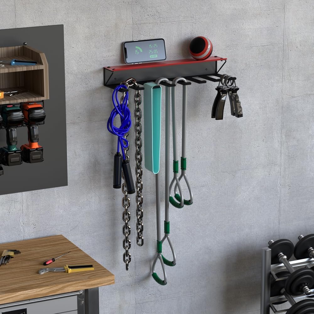 J JACKCUBE DESIGN Gym Rack Organizer with 8 Steel Hooks