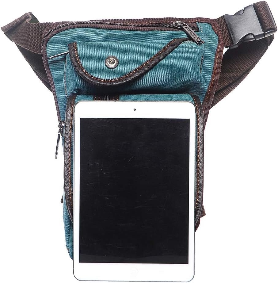 Hebetag Canvas Waist Pack - Brown Cotton Canvas - 5.9" x 2.3" x 10.2" - 405g - 3 Pockets - Water Resistant - Buckle Closure