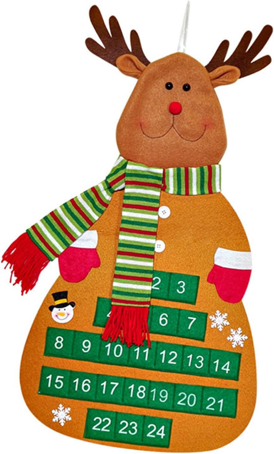 Calendario dell'Avvento a forma di albero di Natale, ornamento da appendere alla parete, decorazione in tessuto per casa e ufficio