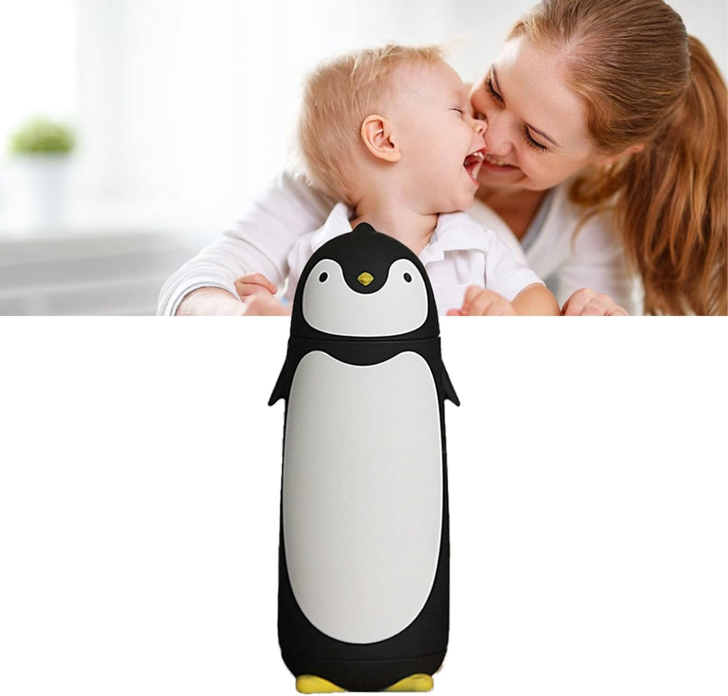 Penguin Cartoon Water Bottle, 300ml Stainless Steel Insulation Water Bottles Creative Thermos Cup Penguin Water Bottle Cartoon Insulated Bottles for Coffee Tea Beverages Travel