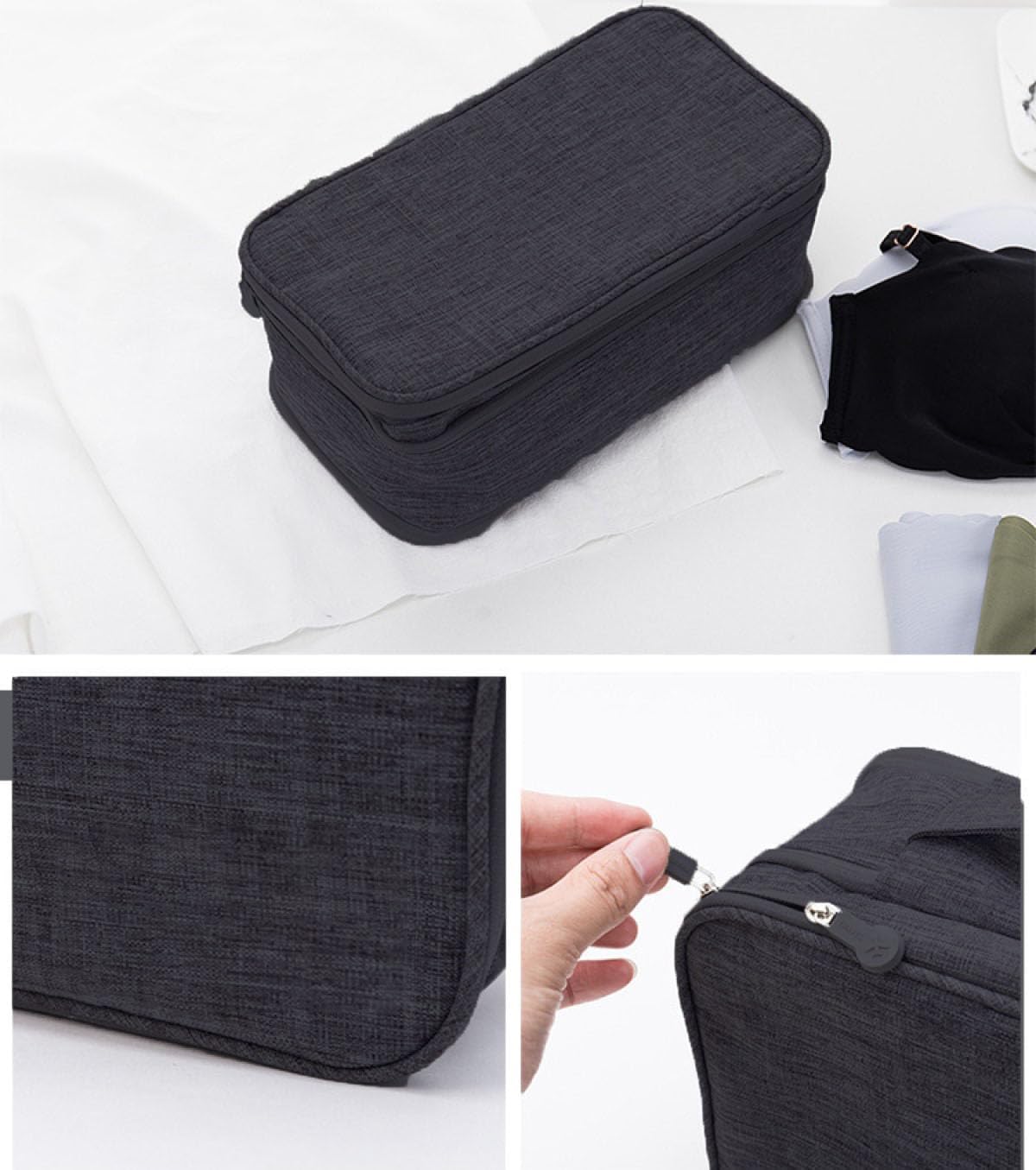 Travel Underwear Organizer, Travel Bra Organizer Bag, Used for Underwear Compartment Box, Bras, Socks, Handkerchiefs and Ties (Black)