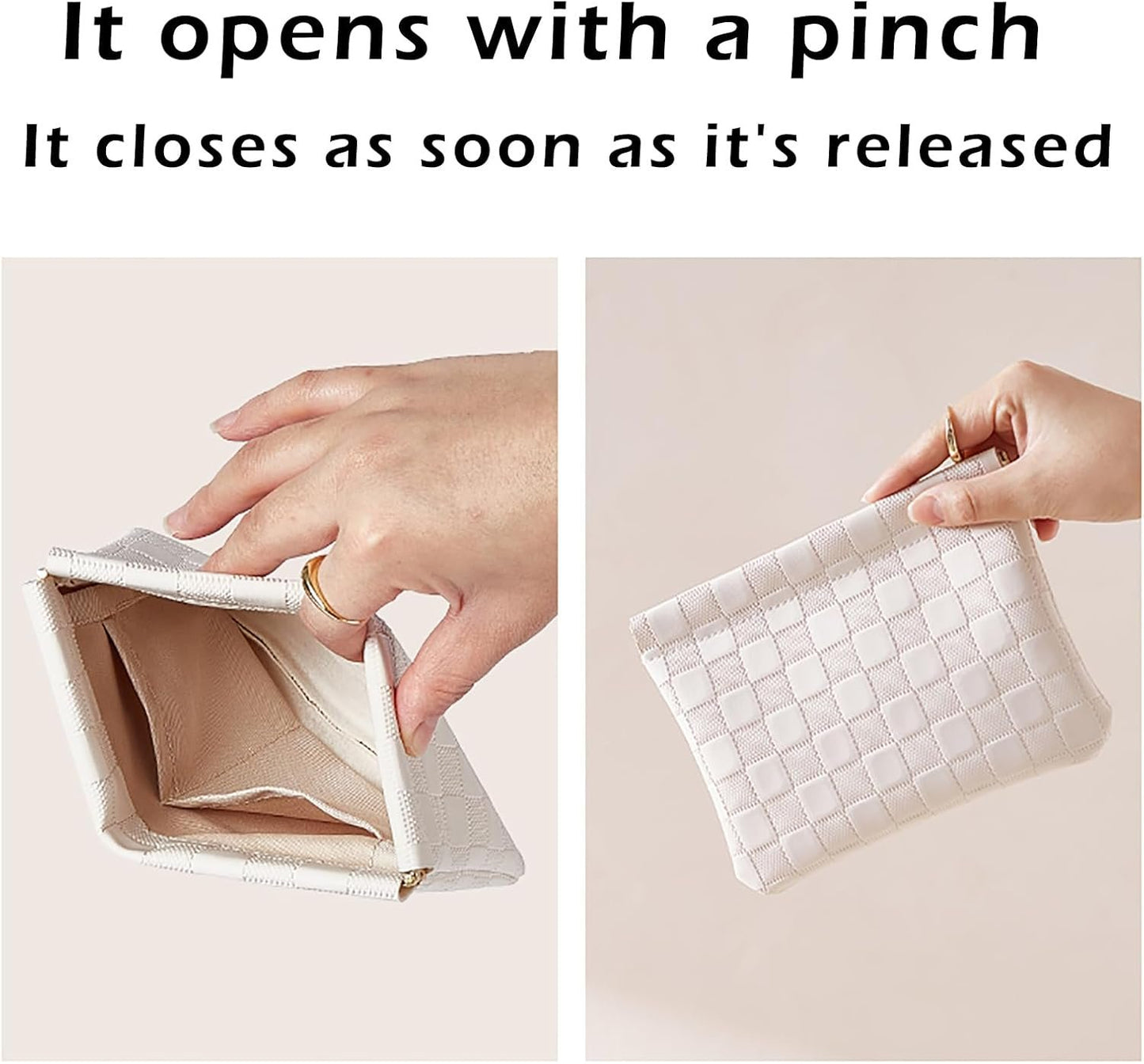 HIGH FIT Leather Pocket Cosmetic Bag for Purse,Coin Purse Lipstick Cosmetic Accessories Organizer, Travel Kit Storage Pouch (White)