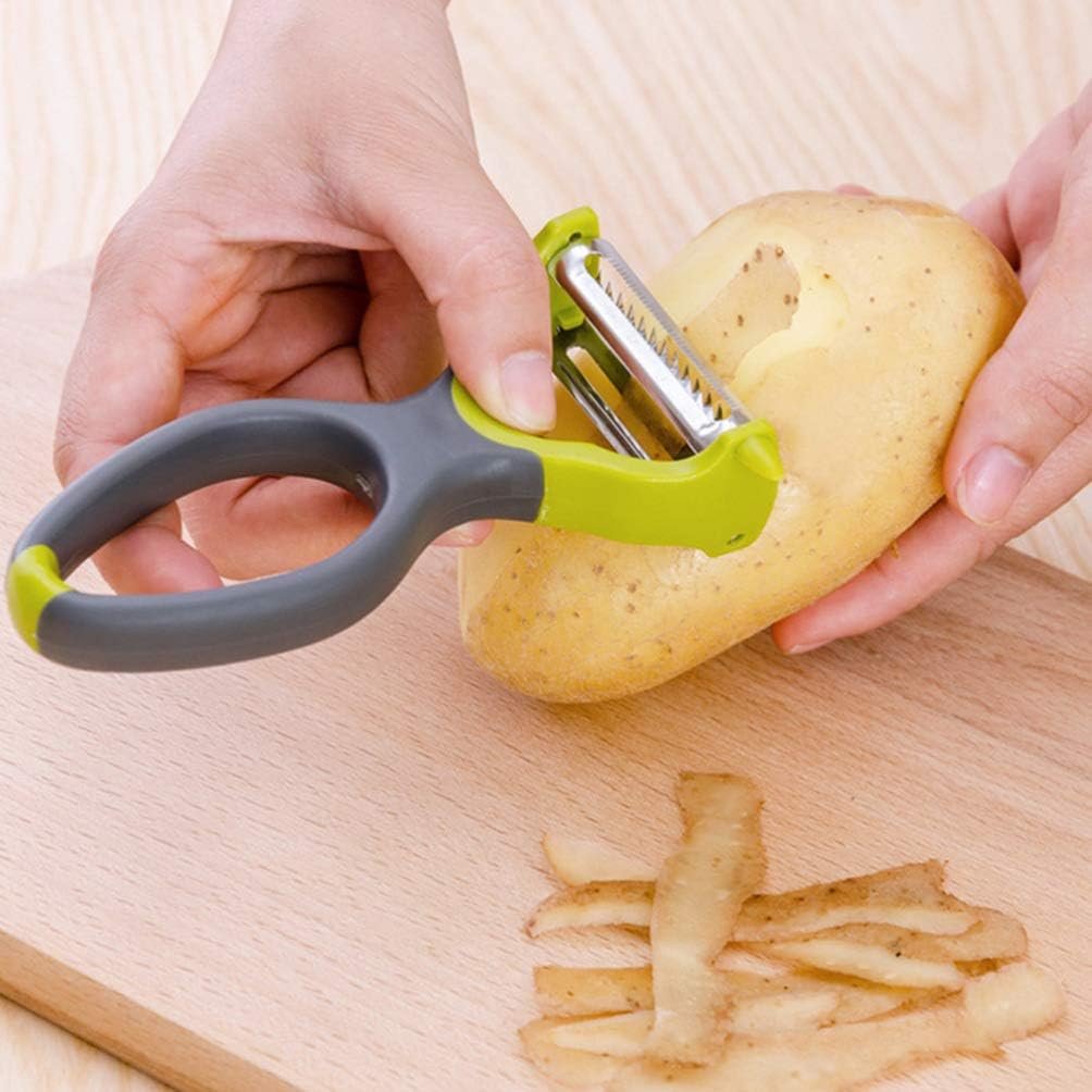Cabilock Stainless Steel Peeler Multipurpose Grater Shredder for Vegetable Slicing TPE Handle for Comfortable Food Prep Tool