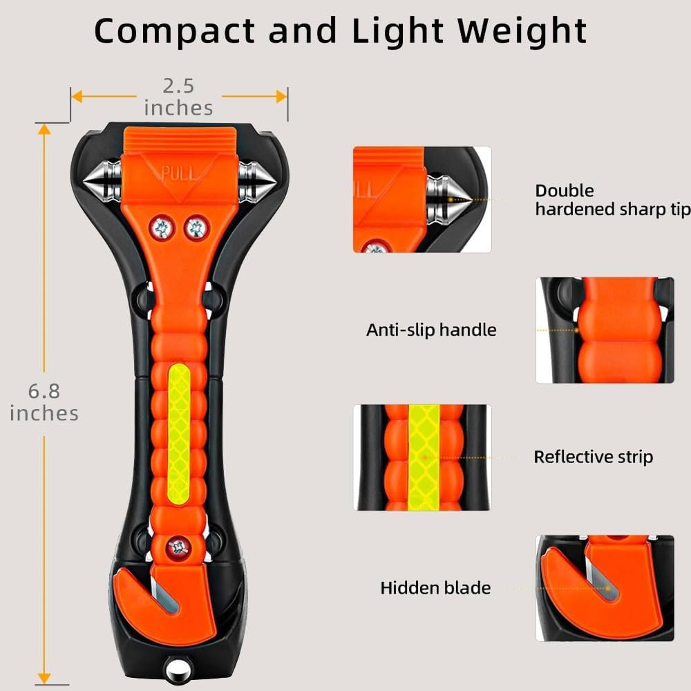 2 Packs Car Window Breaker with Whistles, Glass Window Breaker Seatbelt Cutter, Emergency Glass Hammer, Car Escape Tool, Window Punch Seatbelt Cutter, Life Rescue Tools Kit for Car, Bus