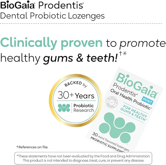 BioGaia Prodentis | Dental Probiotic Lozenges | Promotes Healthy Gums & Teeth | Defends Against Dental Problems | Replenishes Oral Microbiome | Improves Oral Health | Mint Flavor | 30 Day Supply