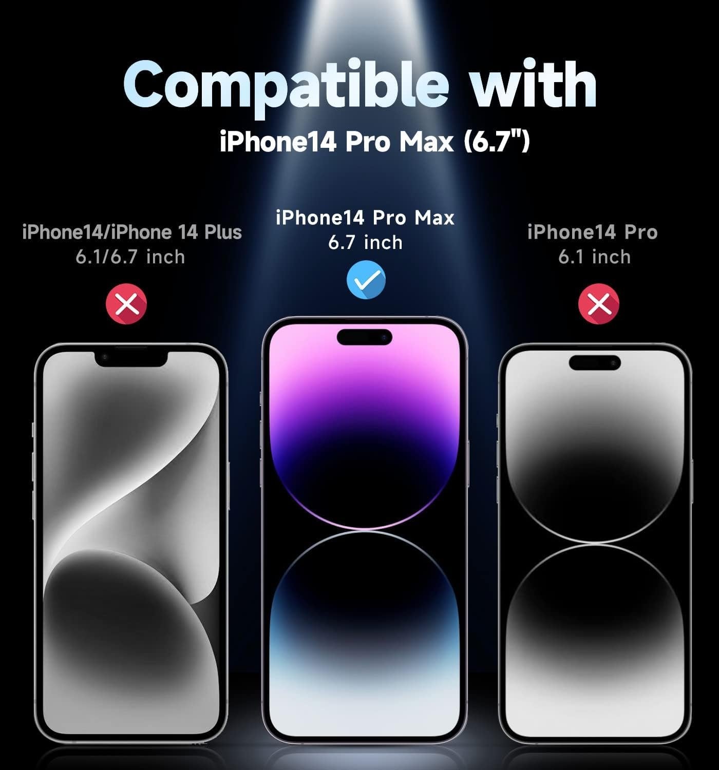 MAGIC JOHN 2 Pack for iPhone 14 Pro Max 6.7 inch Privacy Glass Screen Protector, Auto Dust-Elimination Installation, Bubble Free, Easy Installation