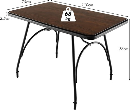 Giantex Industrial Dining Table, 110 x 70cm Kitchen Table w/Spacious Tabletop, Adjustable Feet, Solid Steel Frame, Arch Design & Rounded Corners, Heavy Duty Kitchen Table, Easy Assembly, Rustic Brown