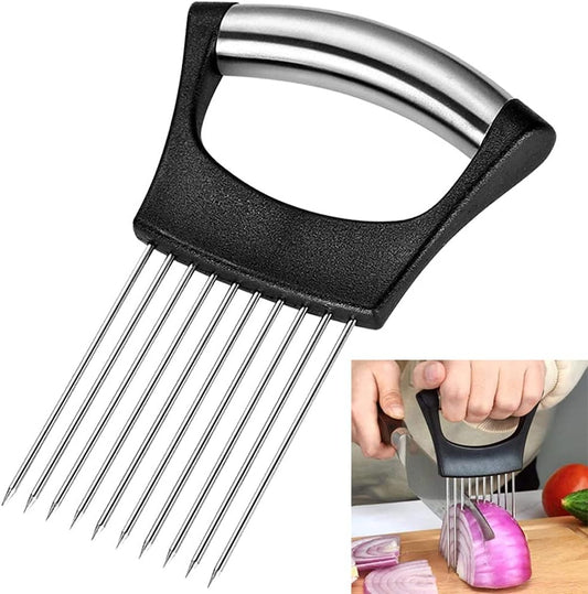 Onion Holder Slicer Food Choppers Slice Assistant, Stainless Steel Fork Vegetable Helper Meat Rack Slicers Lemon Tomato Potato Cutter Slicer Kitchen Tool Gadgets Cutting Chopper by MOTYYA