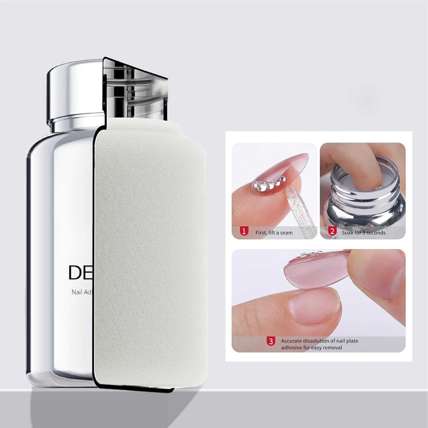 Nail Glue Remover, Adhesive Deboning Solution, Precision Gel Lifting Formula, White, Multipurpose Nail Care Tool, for Fingernails Toenails Home Salon, Long Lasting