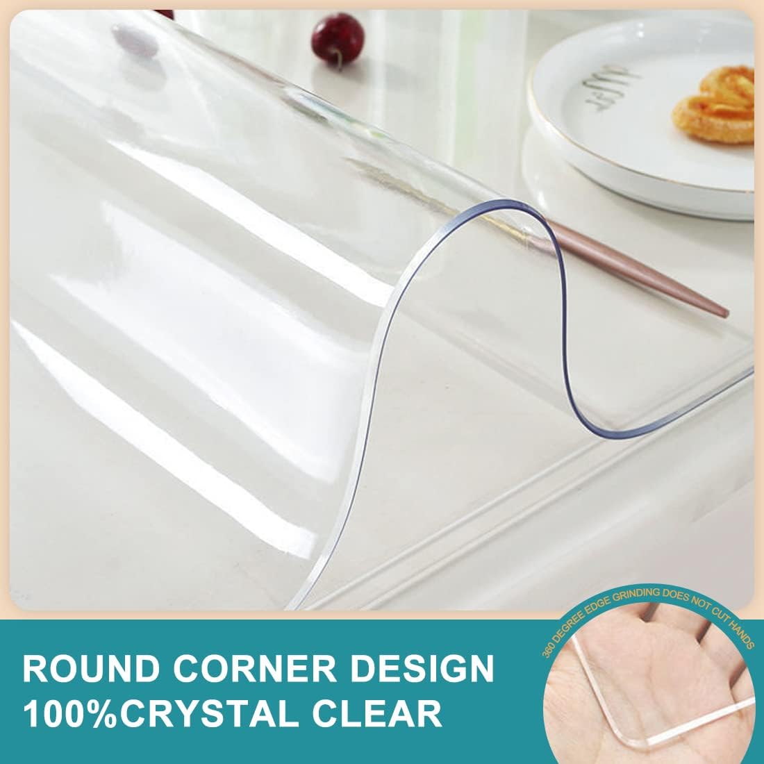 Waterproof Rectangle Vinyl 39x82 Inch Table Protector Clear Plastic PVC Table Cover Pad Office Desk Mat for Meeting Wood Coffee Glass Dining Outside Buffet Tabletop Bar Countertop Protection Durable