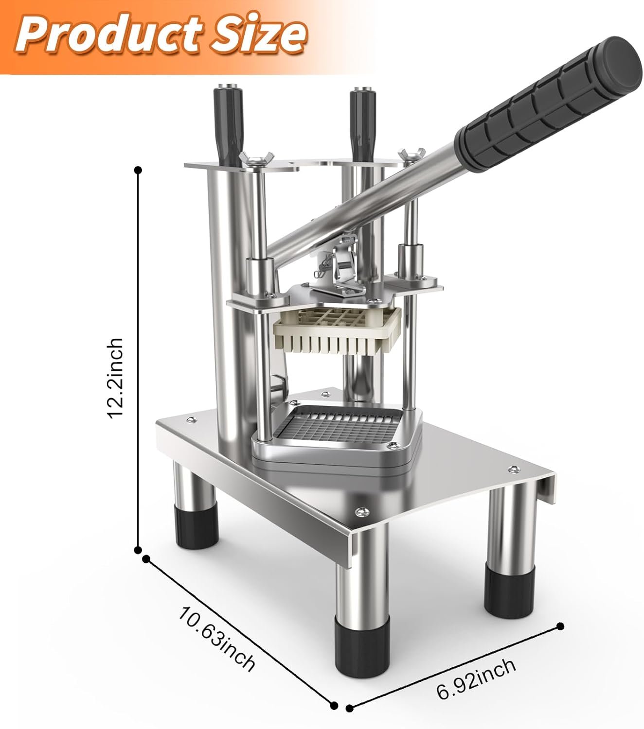 Commercial French Fry Cutter,Stainless Steel French Fries Machine,Heavy Cutter Vegetable Chopper,with 3 Replacement (1/2 Inch, 3/8 Inch and 1/4 Inch Blades),for Restaurants and Home,for Potato,Onion