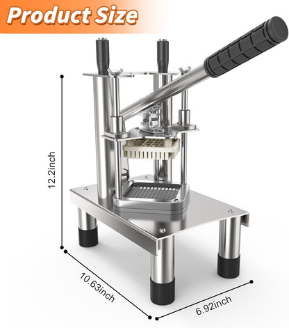 Commercial French Fry Cutter,Stainless Steel French Fries Machine,Heavy Cutter Vegetable Chopper,with 3 Replacement (1/2 Inch, 3/8 Inch and 1/4 Inch Blades),for Restaurants and Home,for Potato,Onion