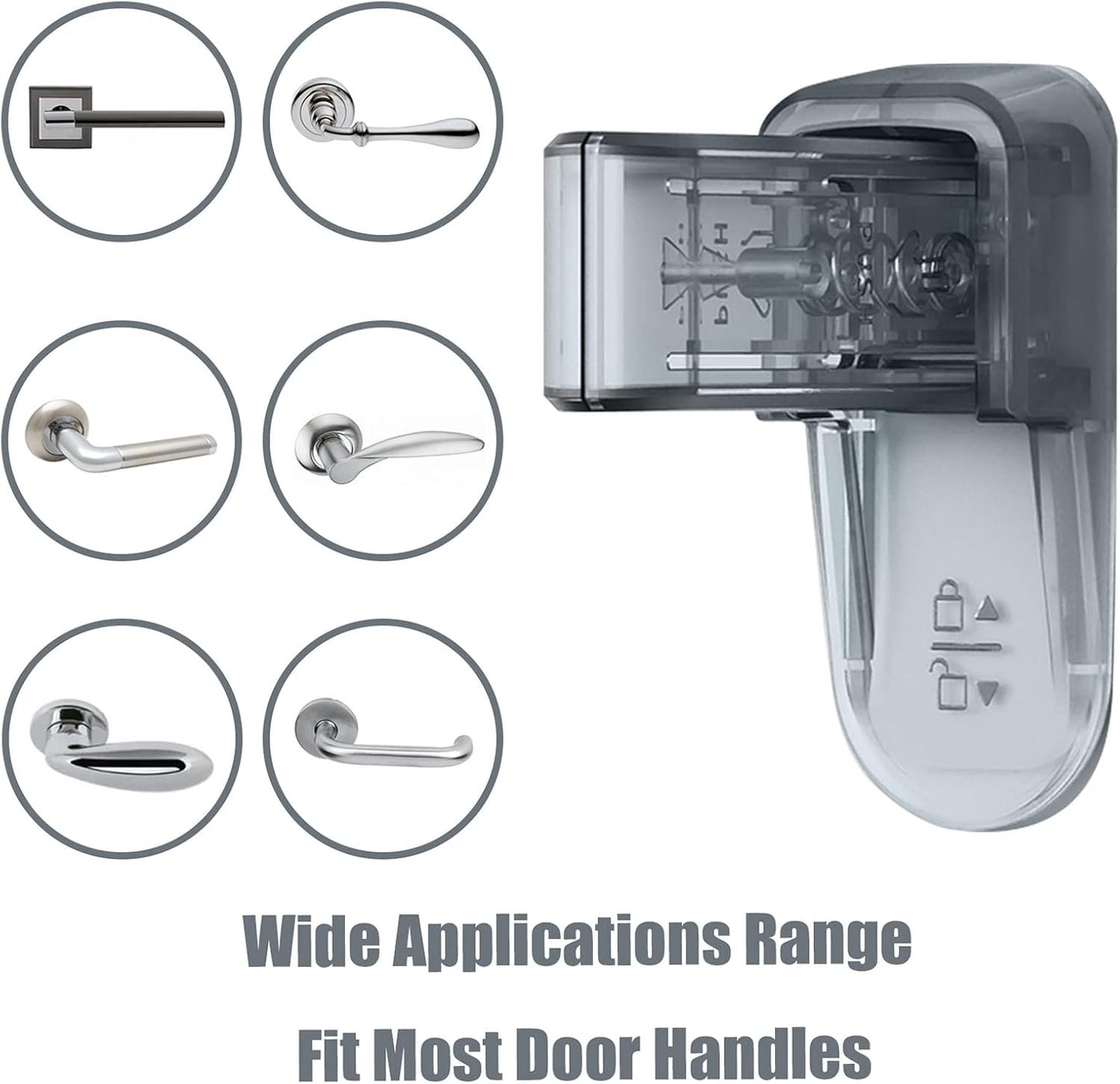 QYESWHSR Door Lever Lock Baby Proof Door Handle Lever Locks Prevents Toddlers from Opening Doors Improved Durable ABS Child Safety Locks for Doors with 3M VHB Adhesive No Tools Need or Drill(2 Pack)