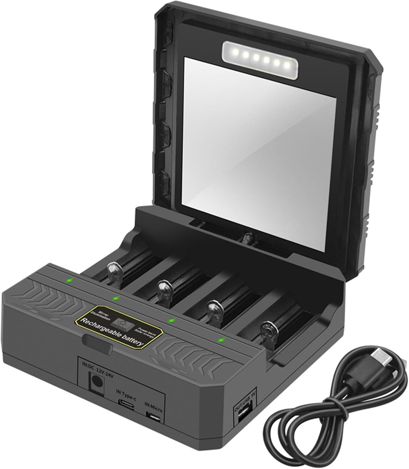 Batteries Chargers USB C Solar Battery Charging Adapter 4 Slot Case Battery Charging Case for 26650/21700/18650/18500/16340