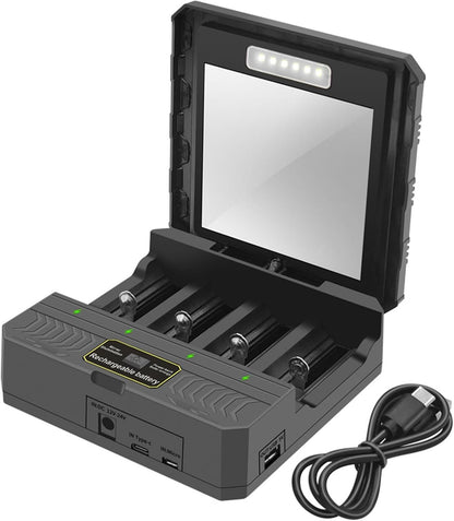 Batteries Chargers USB C Solar Battery Charging Adapter 4 Slot Case Battery Charging Case for 26650/21700/18650/18500/16340