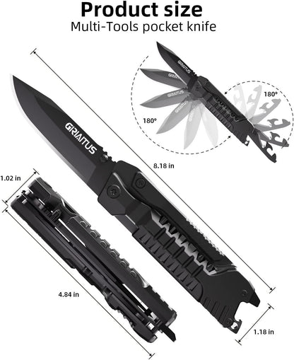 Multitool Camping Accessories 17 in 1 Fire Starting Sticks, Bottle Opener, Saw Screwdrivers Bottle Opener, Whistle, Window Breaker and More -Perfect for Camping, Outdoor, Survival, Gifts for Men Dad