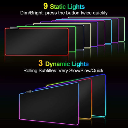 ZHQIAN RGB Gaming Mouse Pad Extended Large LED Mouse Pad Anti-Slip Base Computer Keyboard Mouse Mat for Gaming Computer/Laptops/Office Desk (31.5 x 11.8 x 0.15 in, Black)