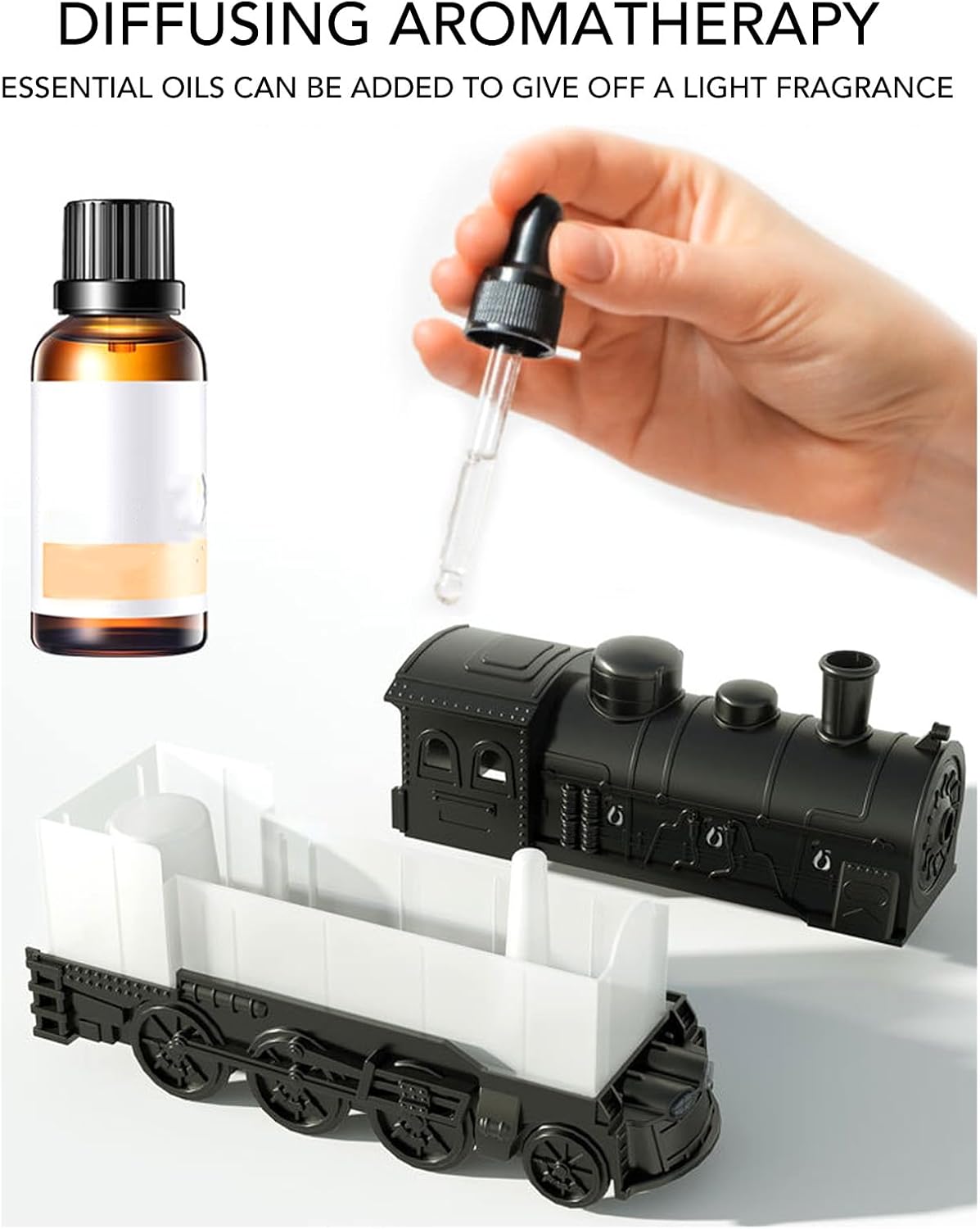 Aromatherapy Diffuser with Colorful Night Light for Bedroom, Essential Oil Diffuser for Home, Train Cool Mist Humidifier, Air Humidifier Diffuser Train Diffuser with Remote Control