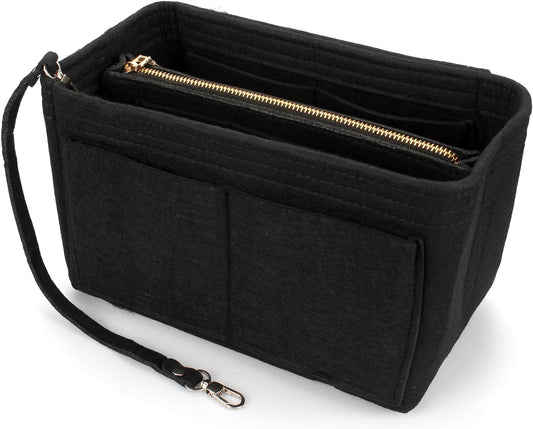 Tote Bag Organiser Insert,H HOME-MART Purse Organizer Insert Travel Large Purse Organizers,Felt Handbag Insert Liner with Zipper, Handbag & Tote Shaper for Speedy Neverfull Tote For Handbags
