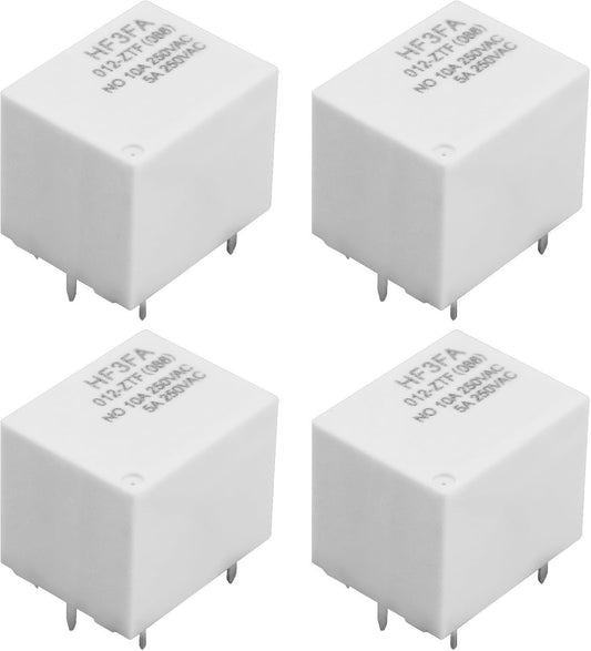 OTOTEC 4pcs HF3FA 012-ZTF Small Power Relay 5pin Power Relay DC 12V 10A 250V Suitable for Home Automation Industrial Control Safety System