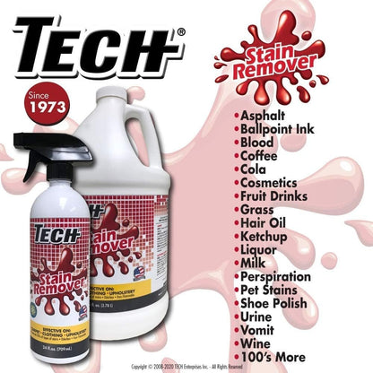 Tech Stain Remover - 8 oz Bottles - Effective Stain Remover Spray for Carpet, Clothing, Laundry, Upholstery and Other Washable Fabrics (Pack of 3)