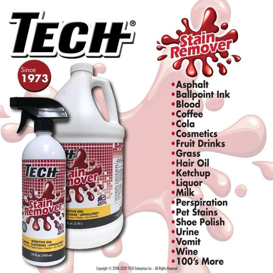 Tech Stain Remover - 8 oz Bottles - Effective Stain Remover Spray for Carpet, Clothing, Laundry, Upholstery and Other Washable Fabrics (Pack of 3)