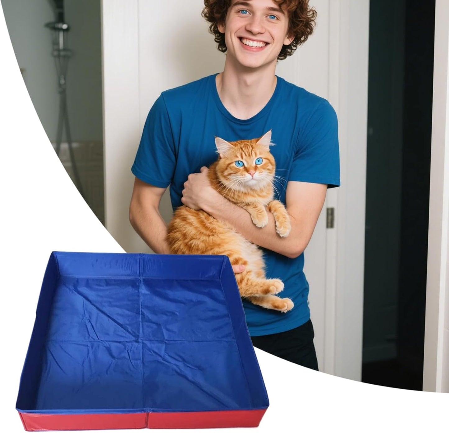 Pet Swimming Pool, Foldable Dog Bath Tub, Square Shaped PVC Pets Tub, Long Tail Keyword, Non-Inflatable Portable Bathing Solution for Cats Puppies and Small Animals Indoor Outdoor