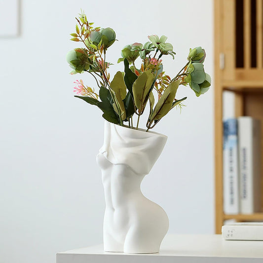 Feminine Body Vase Ceramic Female Undressing Vase, Modern Body Vase Creative White Vase for Living Room Bookshelf Home Decor
