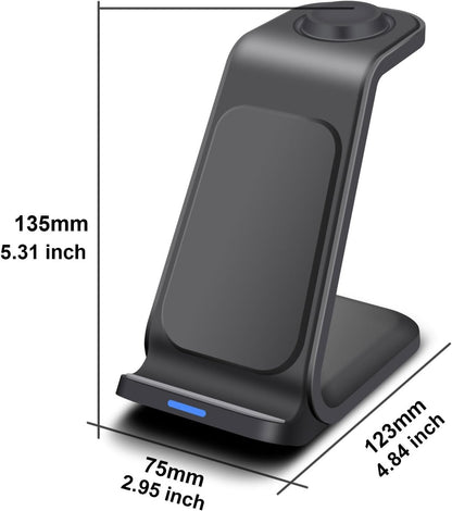 3 in 1 Wireless Charger Stand Charging Station for Samsung Devices 15W Fast Charge for Galaxy S24/S23/S22/S21/S20/S10,Note 20/10, Galaxy Buds Pro/Live, Galaxy Watch6/5 Pro/5/4/3/Active 2