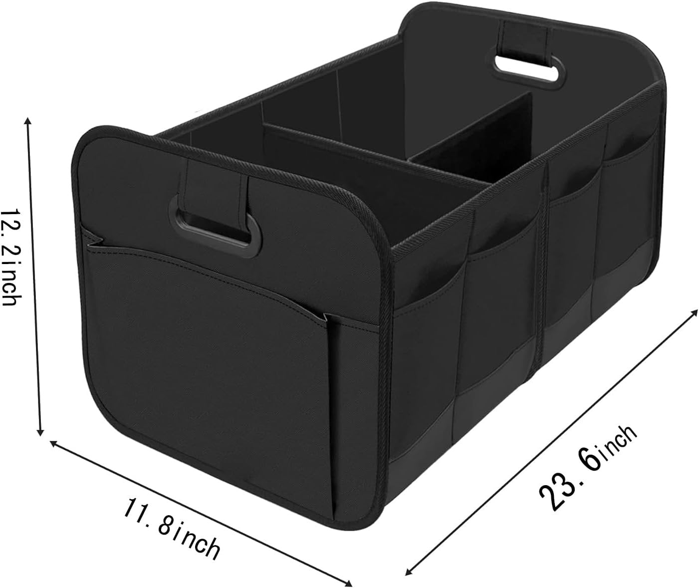 Car Trunk Organizer, Collapsible Two Compartment Car Organizer, Foldable SUV & Truck Storage for Car Accessories for Women Men, Non Slip Bottom, Sturdy Side Walls