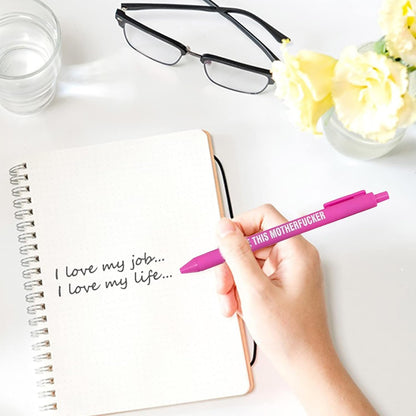 11PCS Funny Pens, Describing Mentality Daily Pen Set, Retractable Pure Color Pastel Gel Ballpoint Pens, 0.5mm Fine Point Ink Pens for Office School Writing Journaling Taking Notes