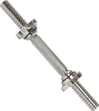Sunny Health & Fitness 35.5 cm Threaded Chrome Dumbbell Bar Set, Adjustable Dumbbell Bar Handles with Star Lock Collars, Fit 25mm Standard Plates - STDBH-14