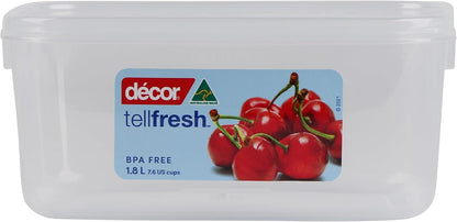 DÃ©cor Tellfresh Oblong Food Container, 1.8 Liter Capacity
