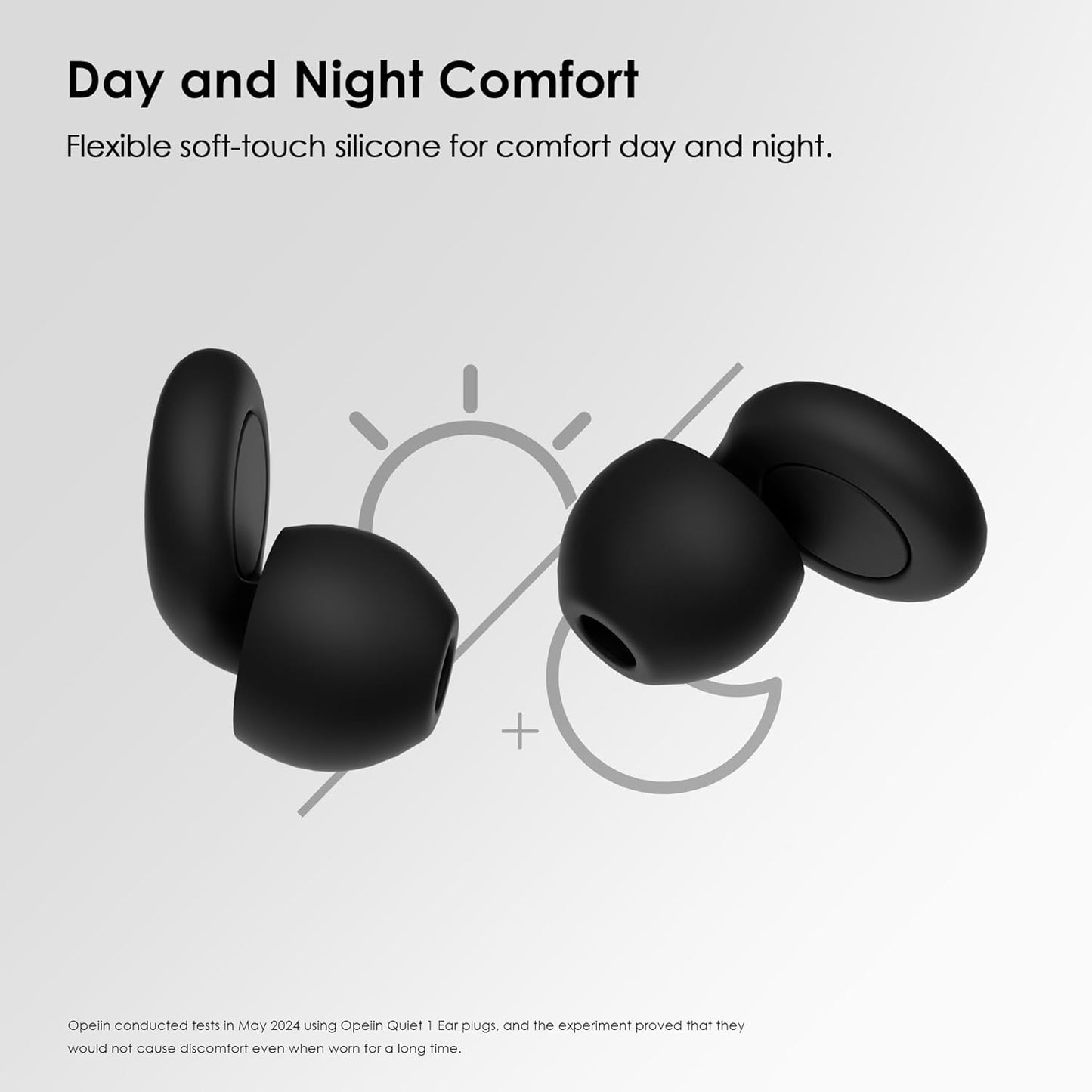 OPEIIN Ear Plugs for sleeping - Flexible Silicone for Superior Hearing Protection,Ultra-Soft Reusable Noise-Reducing Earplugs for Sleep, Focus, Travel | Custom Fit with 8 Tips in XS/S/M/L | 28dB (SNR) (black, Medium)
