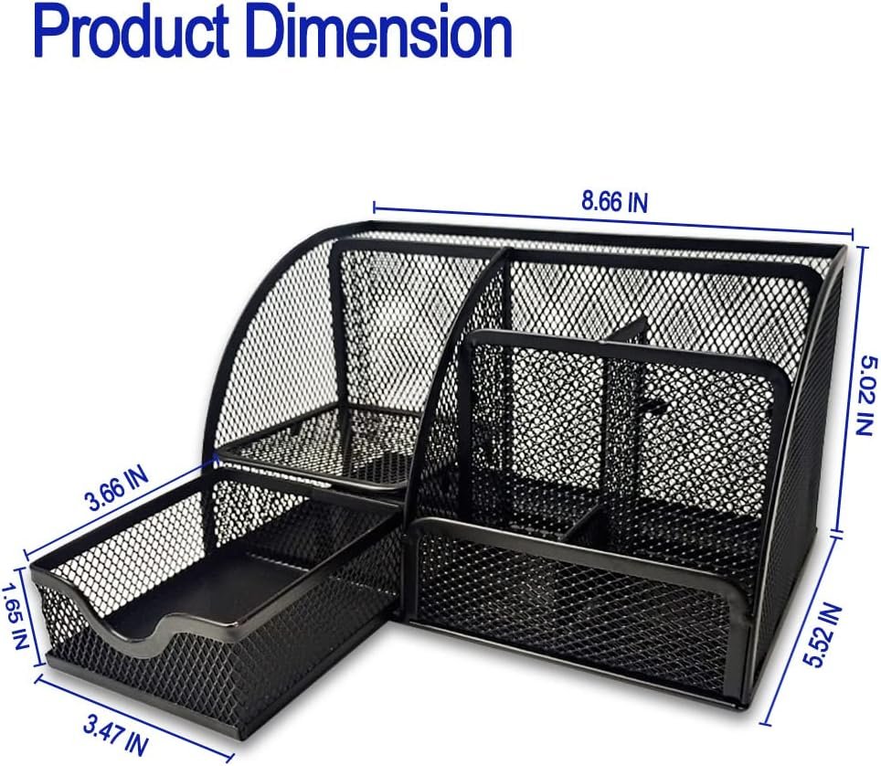 Pencil Holder for Desk, Metal Mesh Stationary Desktop Organizer, Strong Pen Holder Pencil Holder for School, Office and Home Desktop Accessories storage (Black)