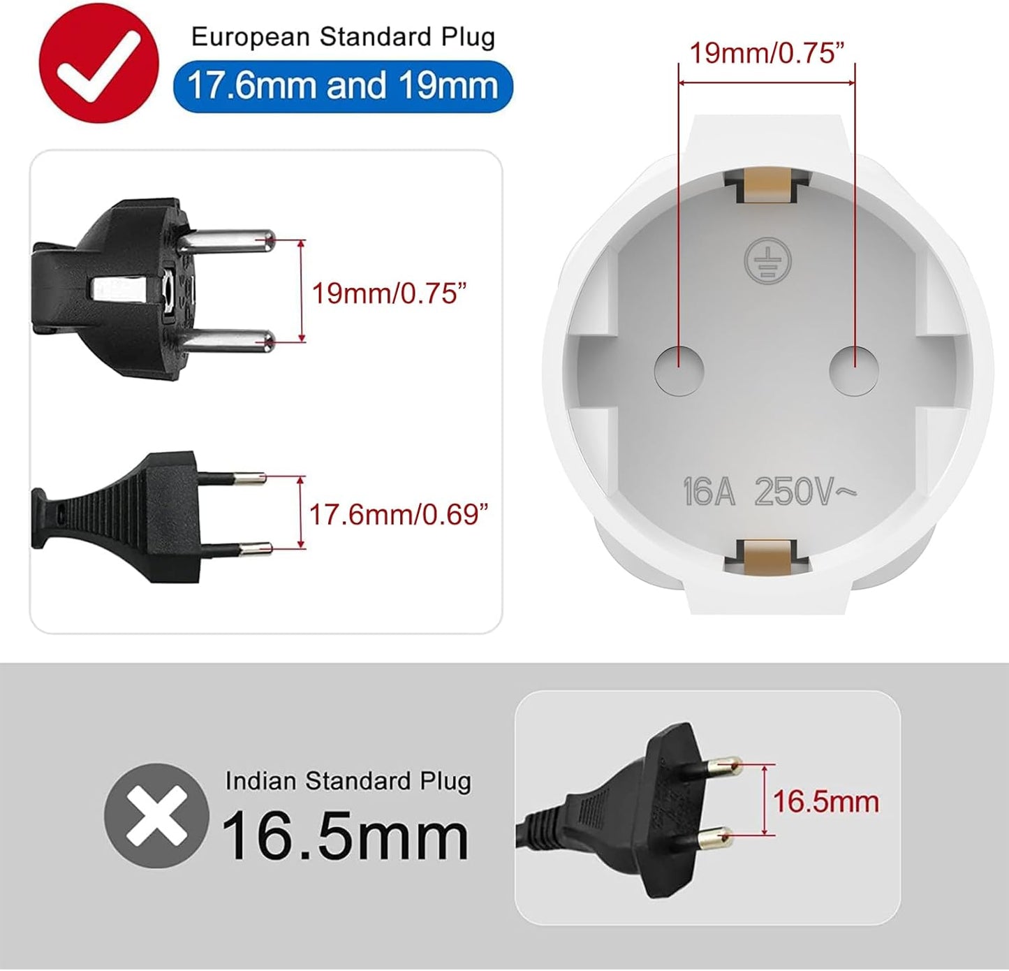 Clomnpe UK Plug to Italian Plug Adapter, 2 Pieces UK Travel Adapter, UK Adapter - UK UK Plug Adapter, UK Plug Adapter for Kenya Qatar Ireland Maldives, Type G