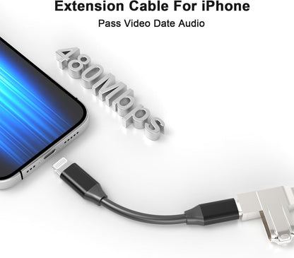 iPhone Charging Extension Adapter Cable Cord 10cm,Lightning Male to Lightning Female Charger Adapter,[MFi Certified] Connector Converter Dongle Compatible with iPhone 14 13 12 11 XS XR X 8 7 6 5