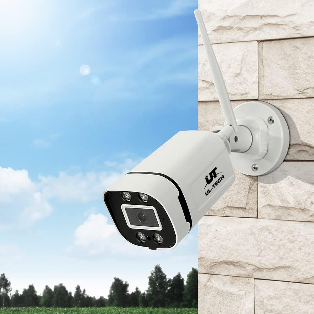UL-Tech Security Camera, 3MP Full HD IP Wireless Surveillance Pet Cameras Hidden CCTV Monitor WiFi Home Safe Outdoor Indoor System, Support P2P with Built in Ir-Cut White