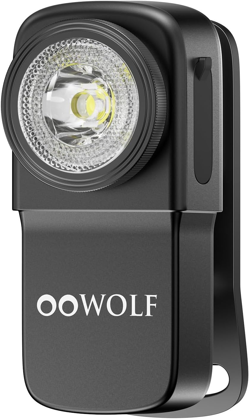 OOWOLF LED Flashlight Rechargeable Super Bright, EDC Flashlight with Flood, Red Light, Waterproof Pocket Light, Easy to Magnetic Attach and Clip-on for Hiking, Working and Daily Use, Camping Emergency