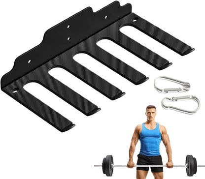 Generico Barbell Hanger Wall Mount, Multi-Purpose Workout Equipment Hanger with 6 Hooks, Anti-Rust Coated Resistance Bands Hanger for Lifting Belt and Exercise Gear Organization
