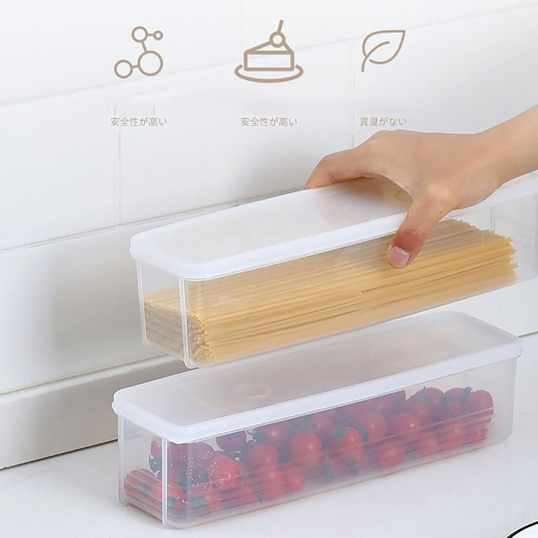 TXHFYKH Plastic Tall Food Storage Spaghetti Noodle Pasta Container, Airtight Food Storage Containers, Kitchen Storage Box (Set of 2)