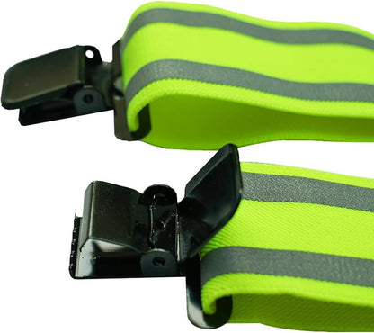 MELOTOUGH Tool Belt Suspenders Reflective Safety Suspenders With Fully Elastic 2 inch Wide Y back Heavy Duty Suspenders, Lime Green, one size fits most