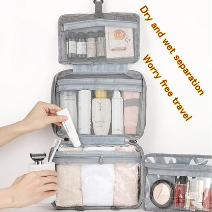 Travel Toiletry Bag,Hanging Travel Toiletry Bag with Hook,Hanging Toiletry Bag,Resistant Travel Cosmetic Bag Foldable Hygiene Bag for Toiletries, Cosmetics, Makeup, Brushes, Shower