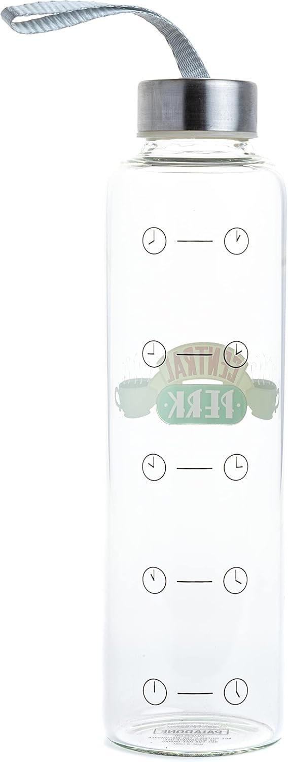 Paladone Friends Glass Water Bottle, Clear/Silver