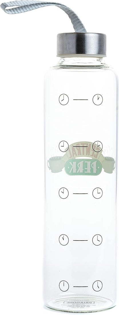 Paladone Friends Glass Water Bottle, Clear/Silver