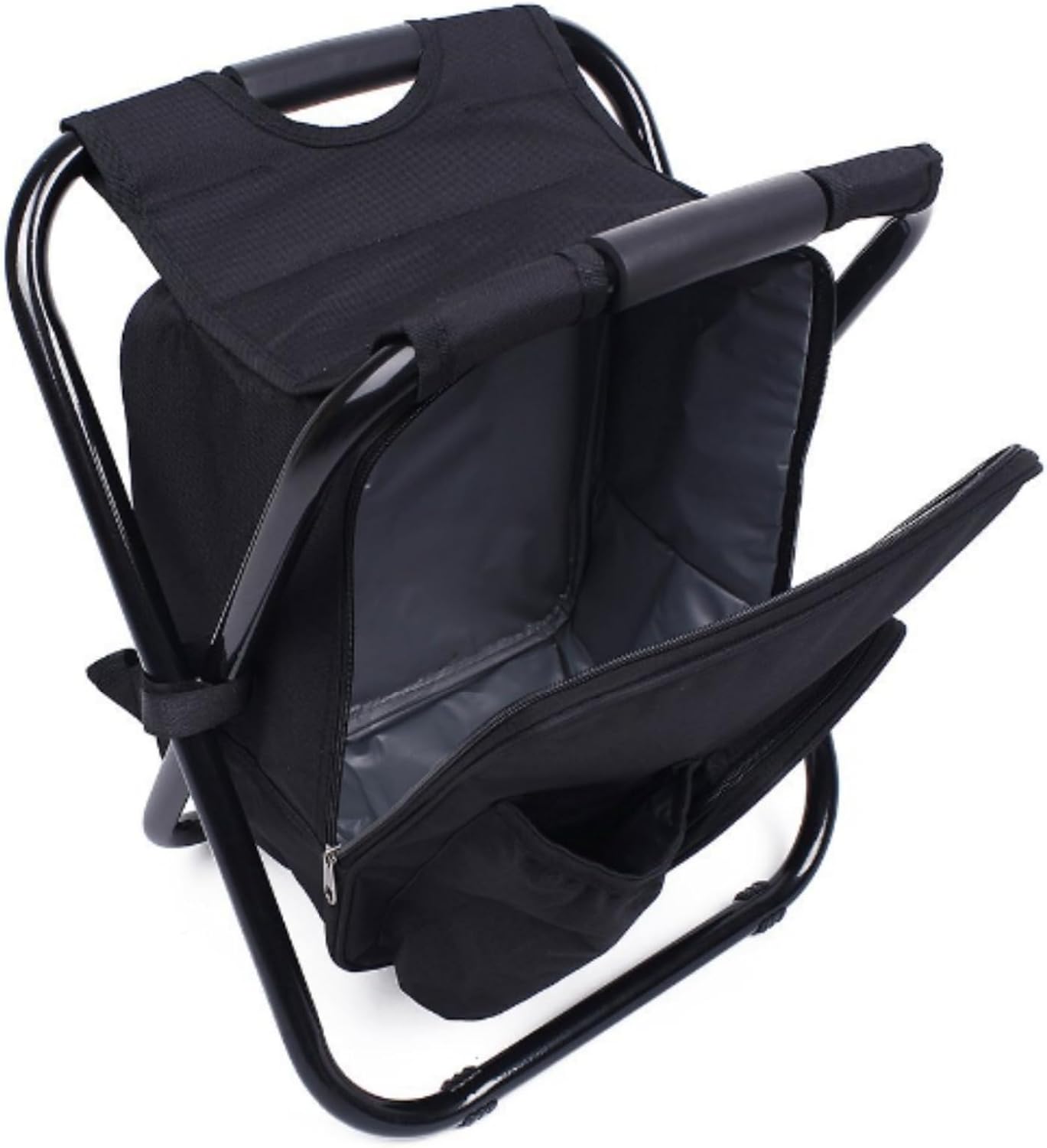 Cywaai Backpack Cooler Chair, Portable Backpack Seat, Folding Portable Seat, Large Capacity Bag, Outdoor Camping Stool Travel, Beach, Hiking, Picnic, Hunting, Fishing Gear(Black)