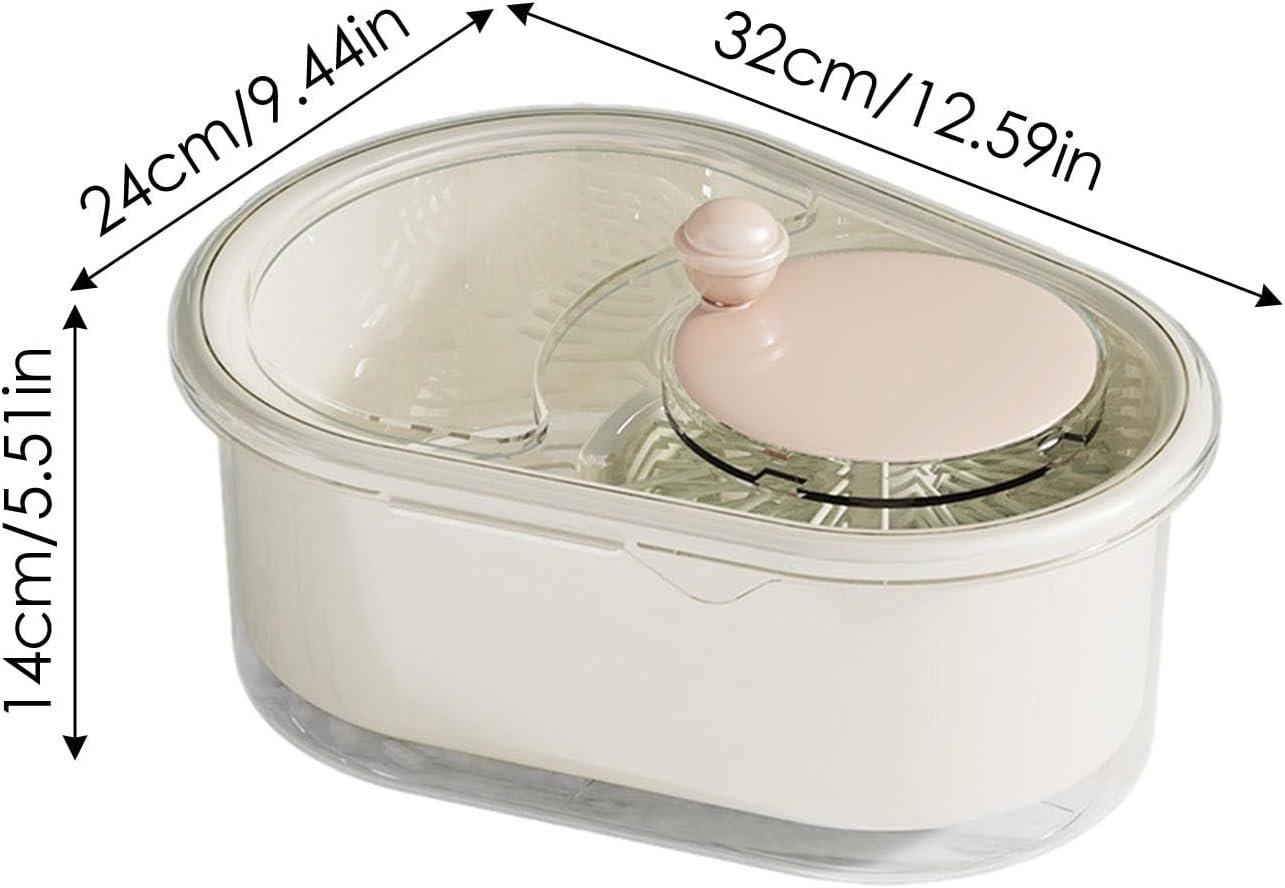 Veggie Spinner Bowl - Food Prep Tool, Salad Washing Basket | 32x24x14cm/12.6x9.45x5.51 inches Vegetable Rinse Device, Fruit Cleaning Container, Leafy Greens Dryer