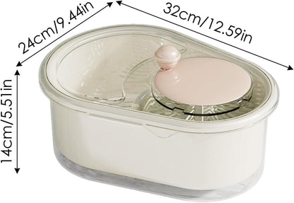 Veggie Spinner Bowl - Food Prep Tool, Salad Washing Basket | 32x24x14cm/12.6x9.45x5.51 inches Vegetable Rinse Device, Fruit Cleaning Container, Leafy Greens Dryer