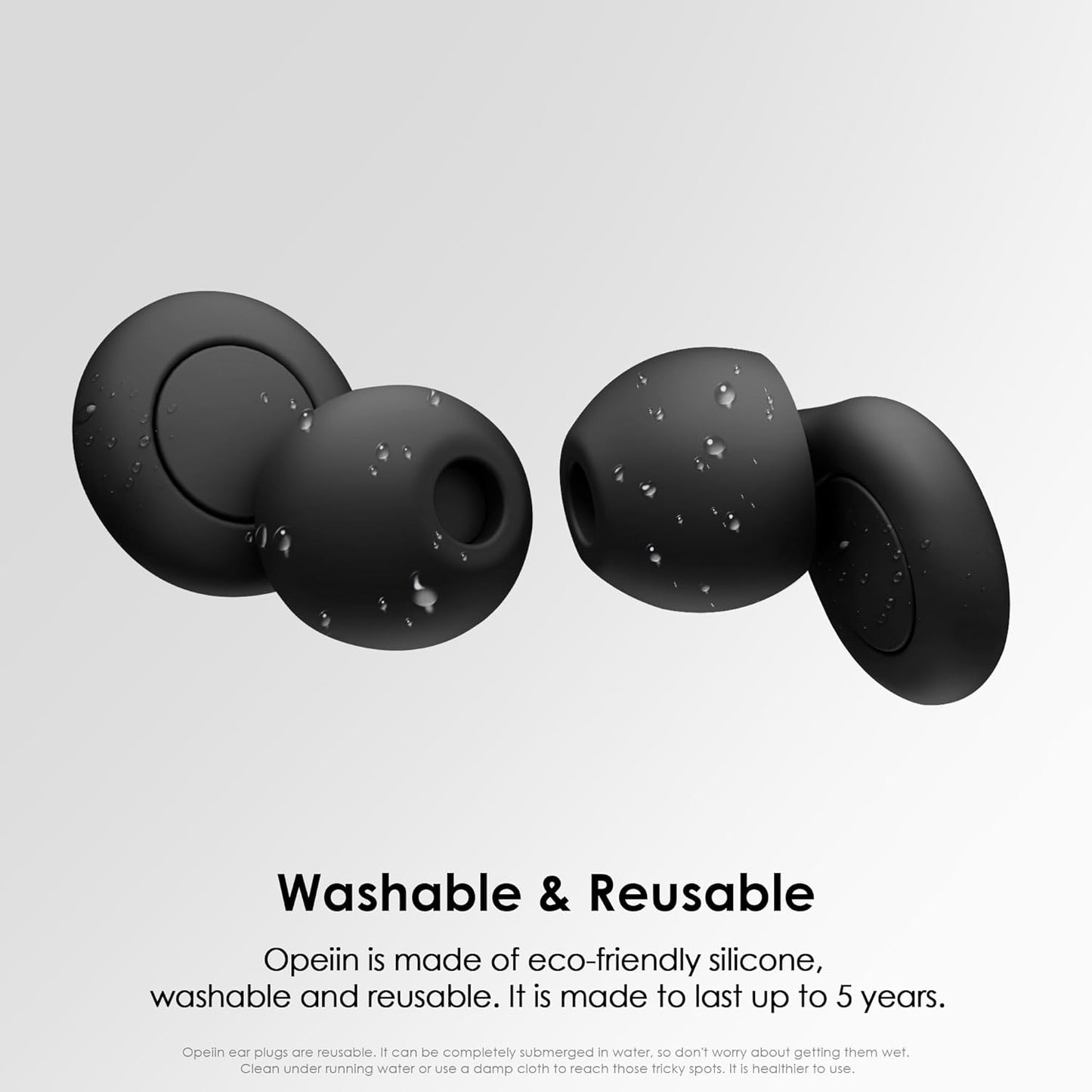 OPEIIN Ear Plugs for sleeping - Flexible Silicone for Superior Hearing Protection,Ultra-Soft Reusable Noise-Reducing Earplugs for Sleep, Focus, Travel | Custom Fit with 8 Tips in XS/S/M/L | 28dB (SNR) (black, Medium)